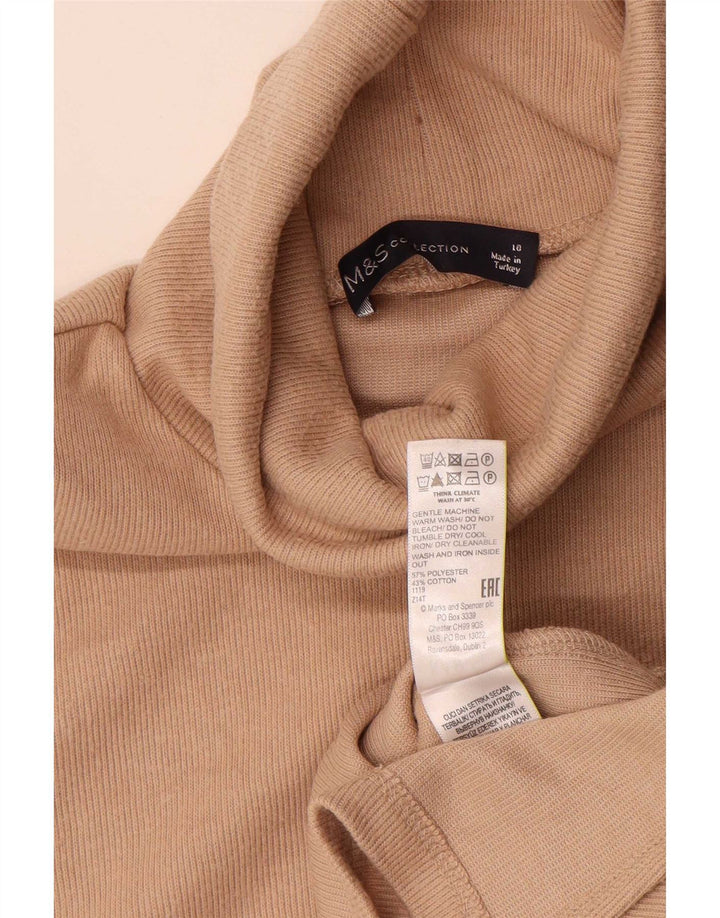 Colete feminino Marks & Spencer com gola redonda Reino Unido 10 pequeno poliéster bege
