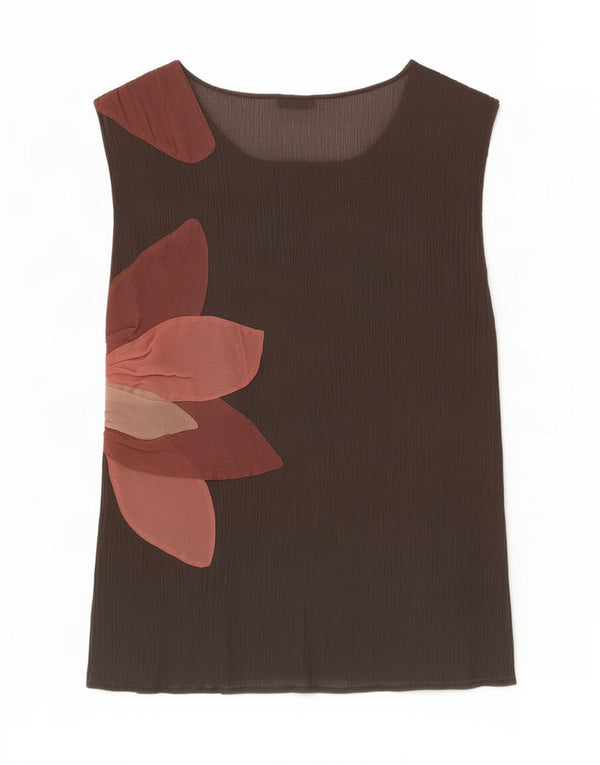 Blusa feminina sem mangas Penny Black UK 12 marrom médio floral