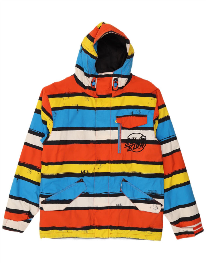 Jaqueta corta-vento masculina Billabong com capuz UK 38 listrada multicolorida média
