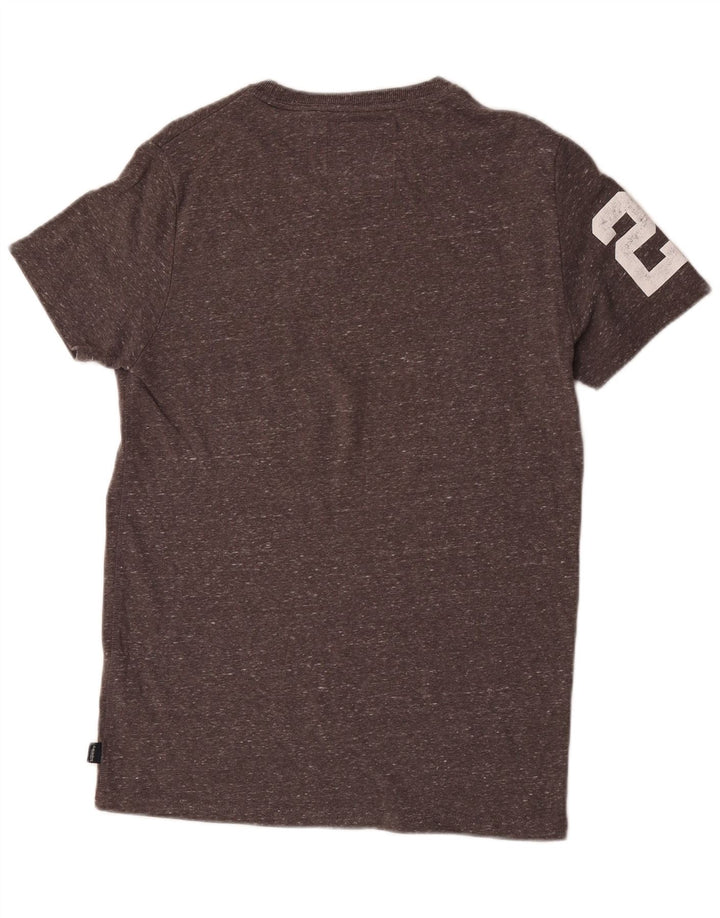 Camiseta gráfica masculina Superdry Top algodão manchado cinza médio