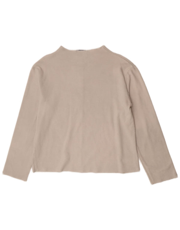 Top feminino Zara manga comprida UK 14 algodão branco médio