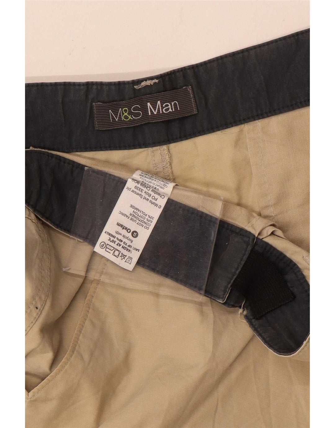 Shorts cargo masculino Marks & Spencer W36 grande algodão bege