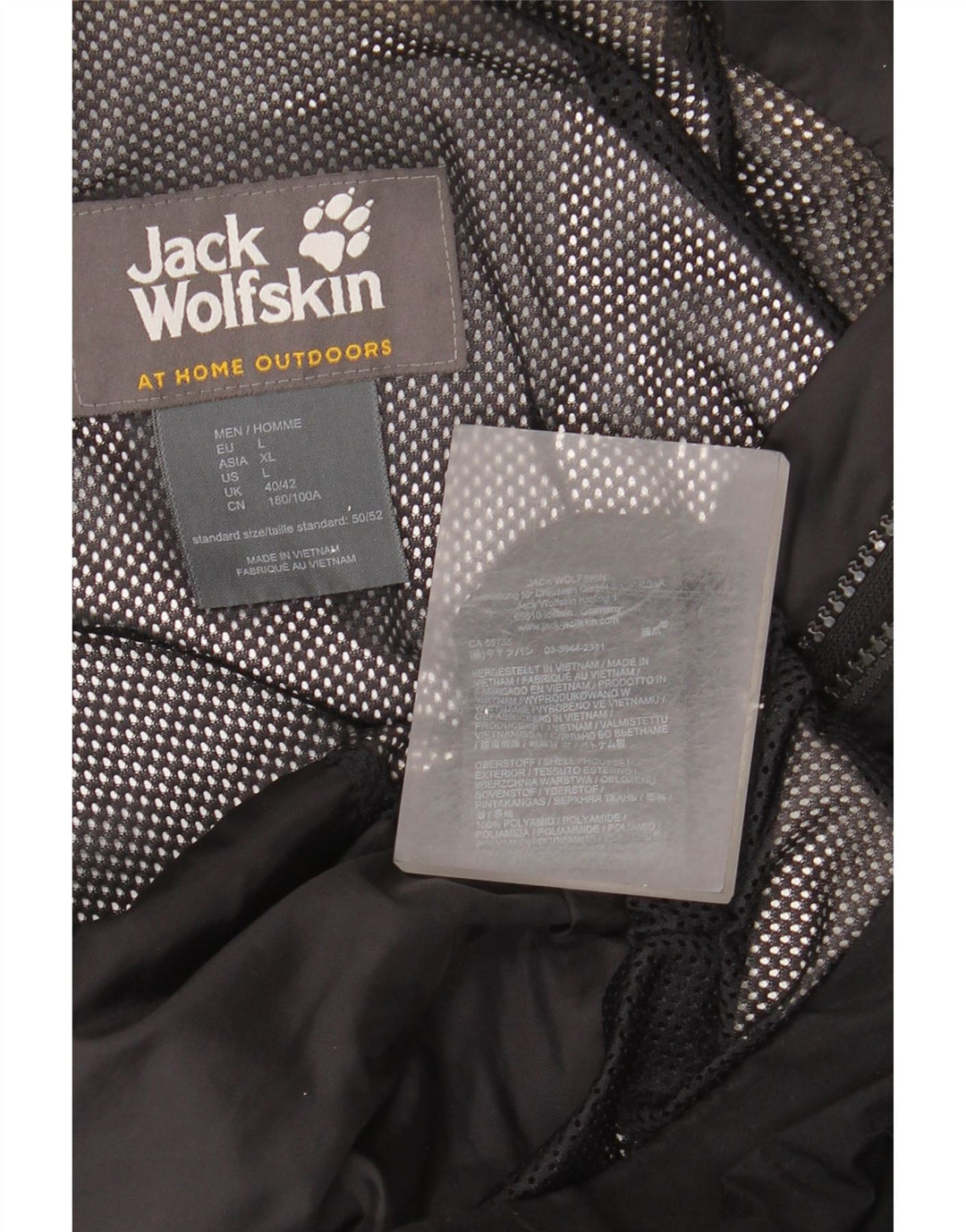 Jaqueta de chuva masculina Jack Wolfskin com capuz Reino Unido 40/42 grande poliamida preta