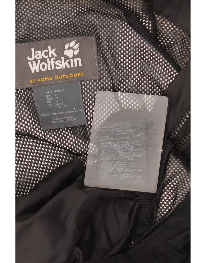 Jaqueta de chuva masculina Jack Wolfskin com capuz Reino Unido 40/42 grande poliamida preta