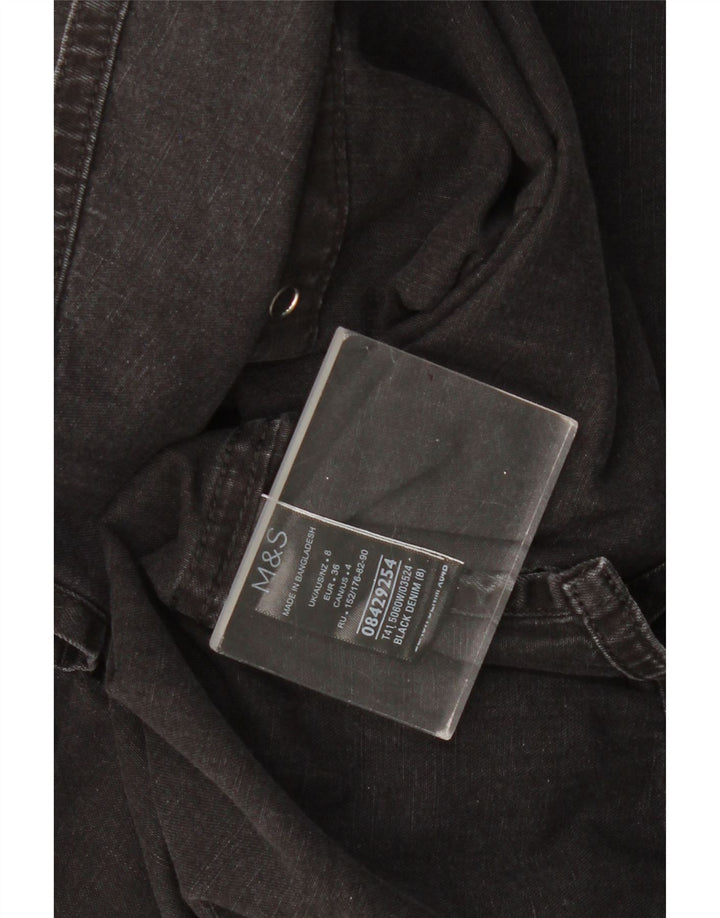 Camisa jeans feminina MARKS & SPENCER UK 8 pequena algodão preto