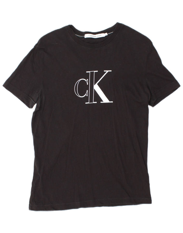 CALVIN KLEIN JEANS Camiseta masculina gráfica Top Médio Preto