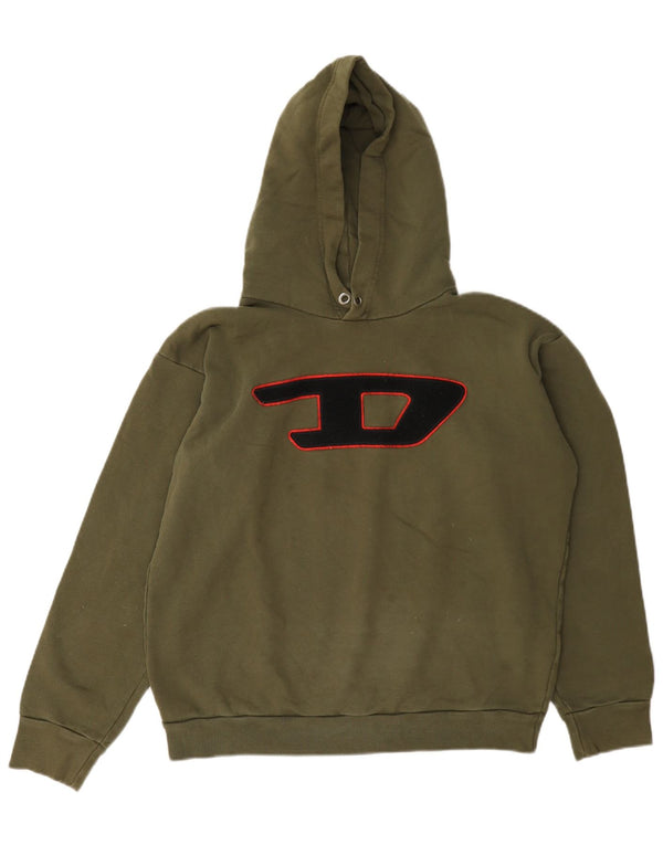 Suéter com capuz gráfico Diesel Boys 13-14 anos algodão cáqui
