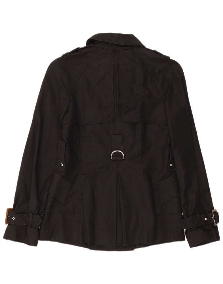 Zara Womens Trench Coat UK 10 Pequeno Algodão Preto