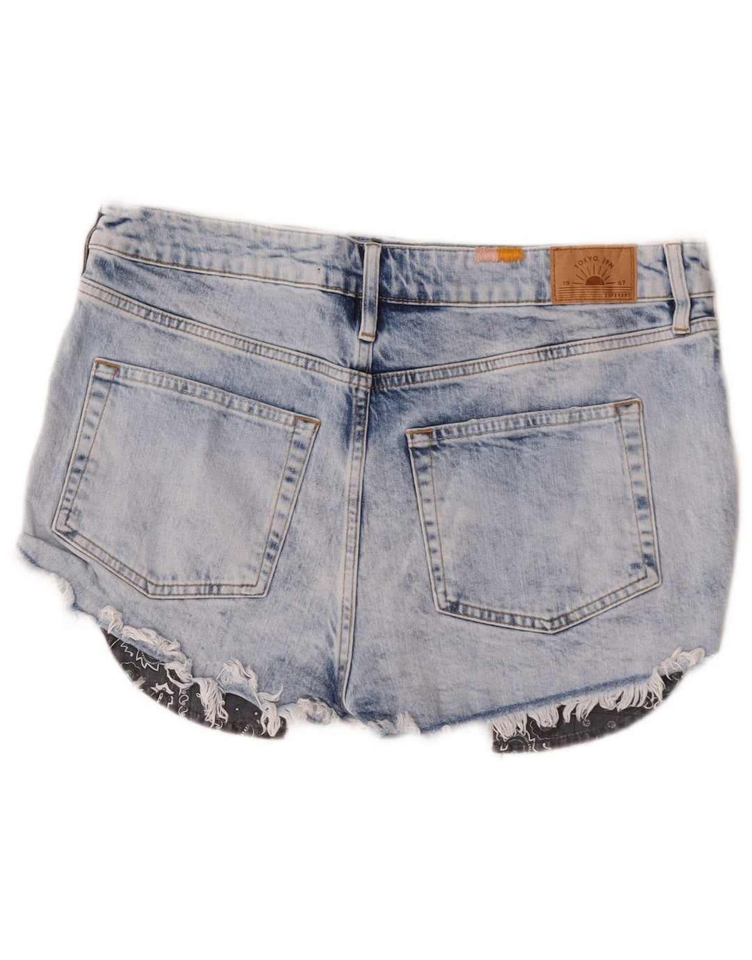 Superdry Womens Distressed Denim Hot Pants W32 Grande Algodão Azul