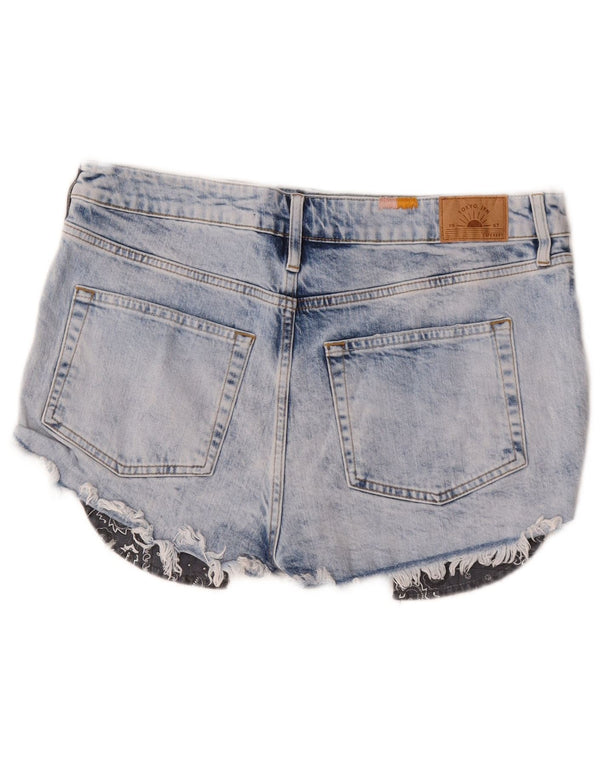 Superdry Womens Distressed Denim Hot Pants W32 Grande Algodão Azul