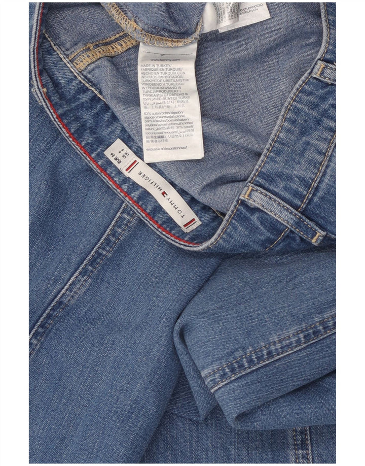 Saia jeans feminina TOMMY HILFIGER UK 8 pequena W28 algodão azul
