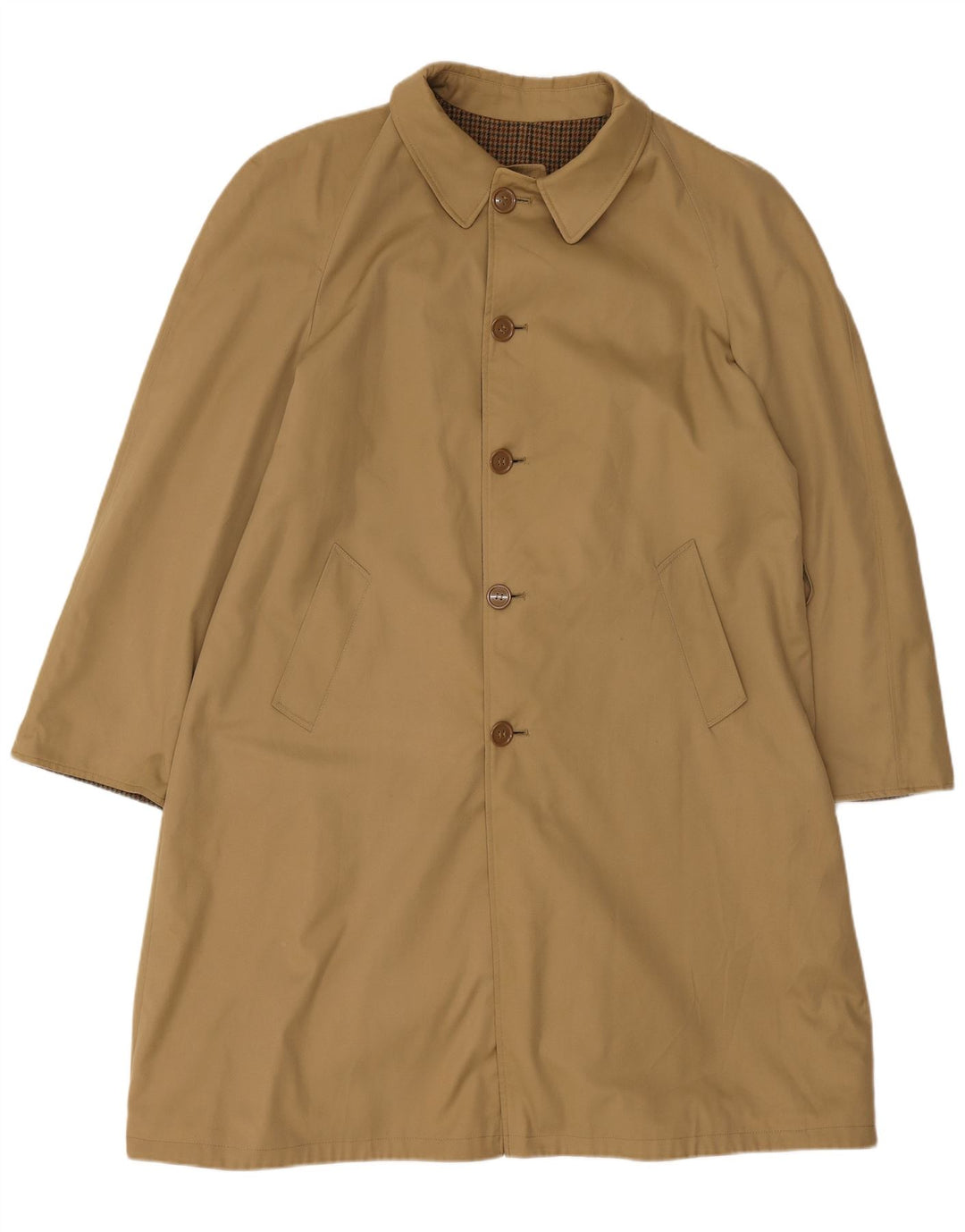 Sobretudo reversível masculino vintage UK 40 poliéster bege grande