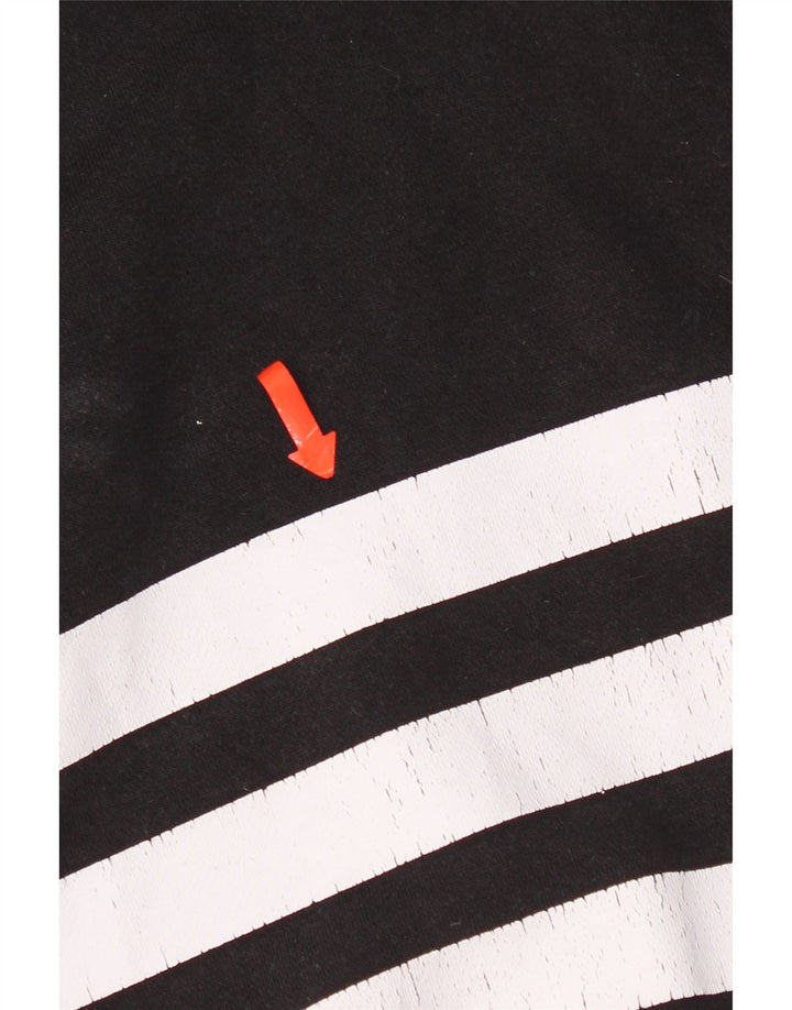 Adidas Mens Graphic Moletom Jumper Grande Algodão Preto