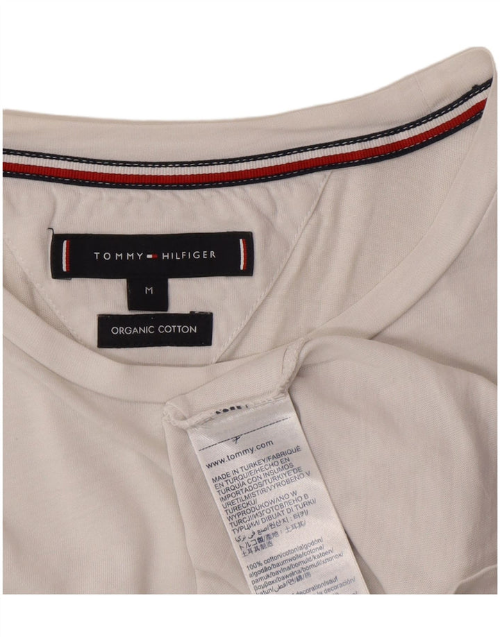 Tommy Hilfiger Camiseta masculina gráfica Top médio algodão branco