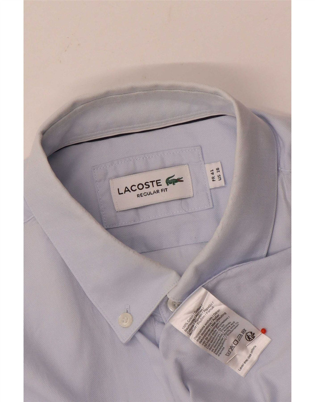 Camisa masculina Lacoste Regular Fit TAMANHO 41 16 grande algodão azul
