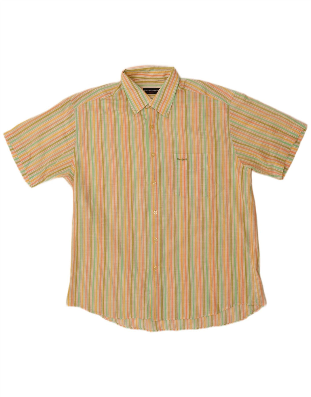 Camisa masculina de manga curta Pierre Cardin tamanho 42 grande listrado multicolorido