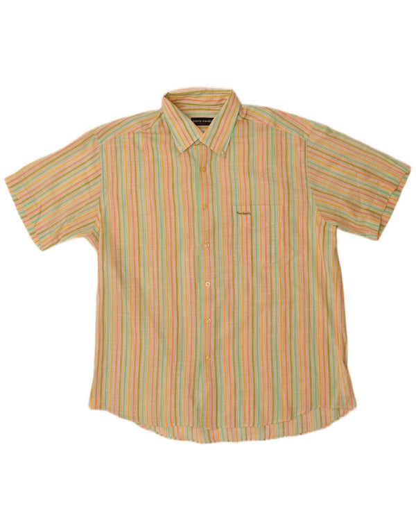 Camisa masculina de manga curta Pierre Cardin tamanho 42 grande listrado multicolorido