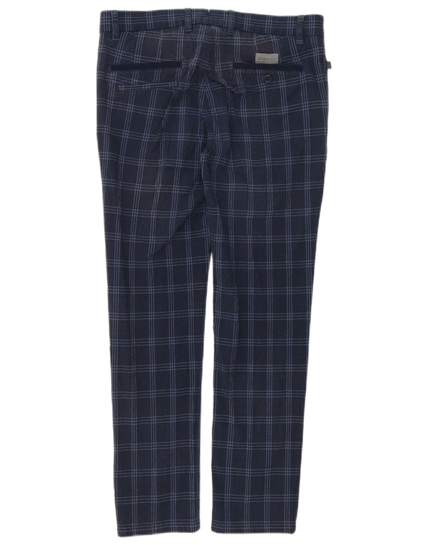 Calça masculina Jeckerson Autograph Slim Suit W32 L29 azul marinho xadrez algodão