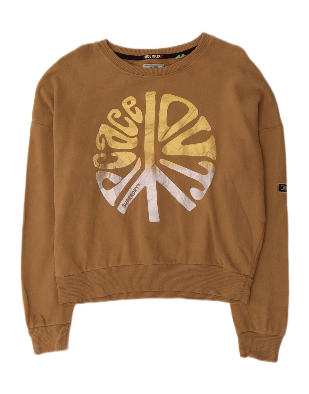 Jumper de moletom feminino superdimensionado SUPERDRY Reino Unido 12 marrom médio