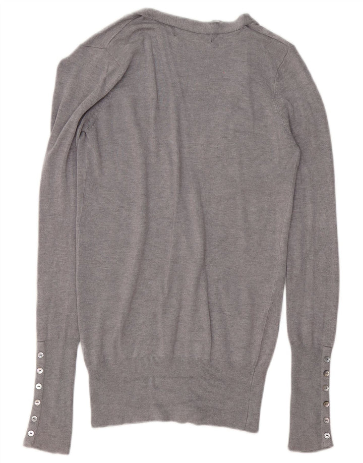 Suéter cardigã feminino ZARA Reino Unido 10 pequeno rayon cinza