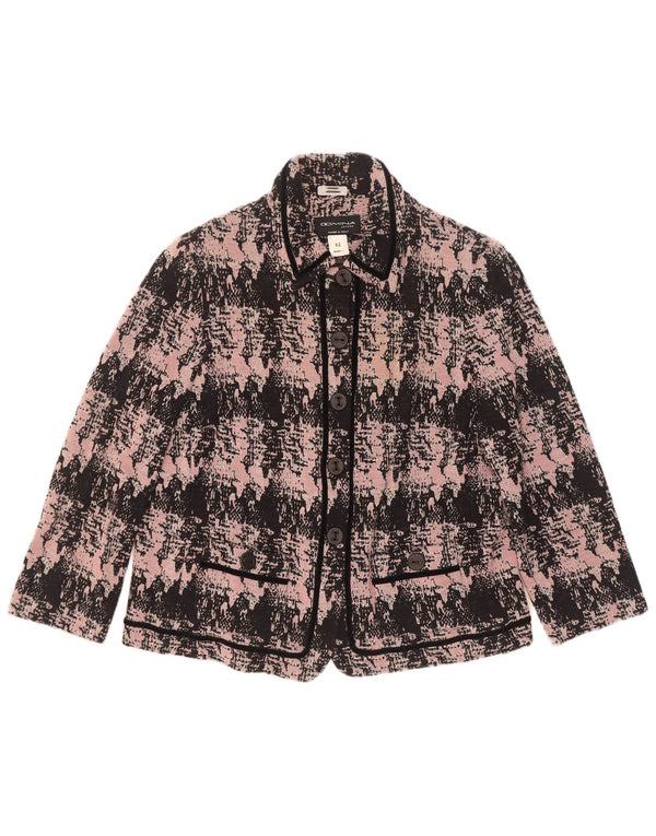 Jaqueta blazer feminina Domina com padrão abstrato de 5 botões IT 52 2XL lã rosa