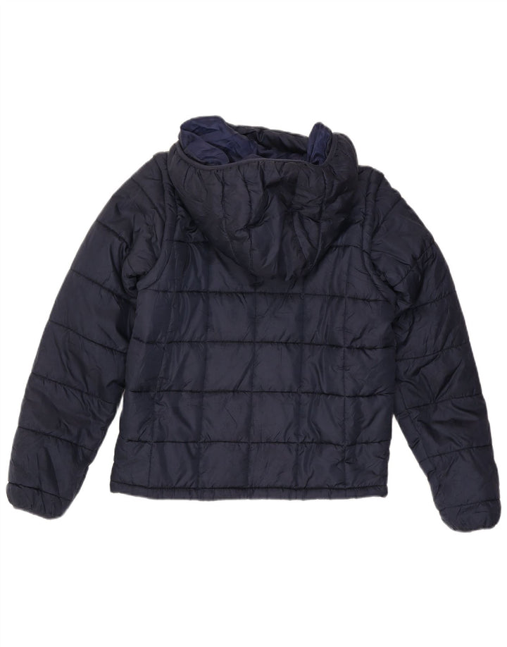 Jaqueta masculina acolchoada com capuz gráfico Kappa UK 36 poliéster azul marinho pequeno