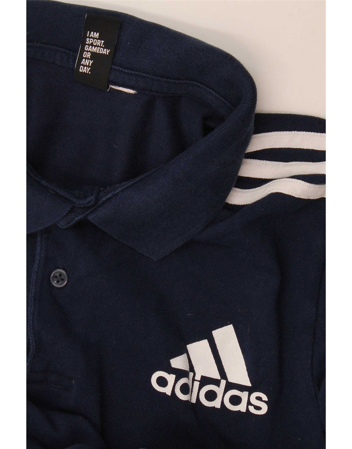 Camisa polo masculina Adidas pequena azul marinho
