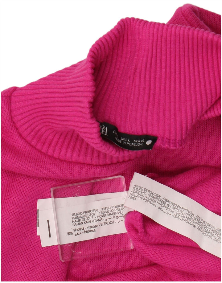 Suéter feminino Zara com gola alta e gola tartaruga, tamanho grande, rosa, 16