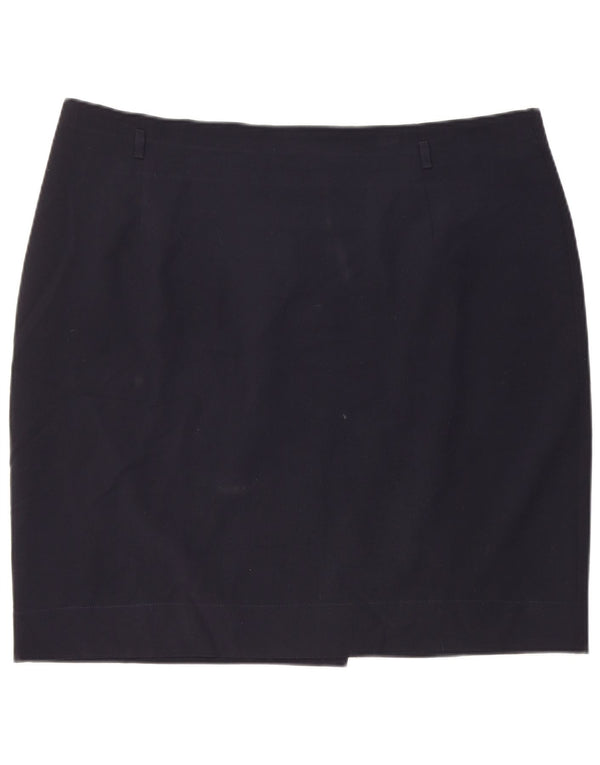 Saia lápis feminina Marks & Spencer UK 20 2XL W38 azul marinho poliéster
