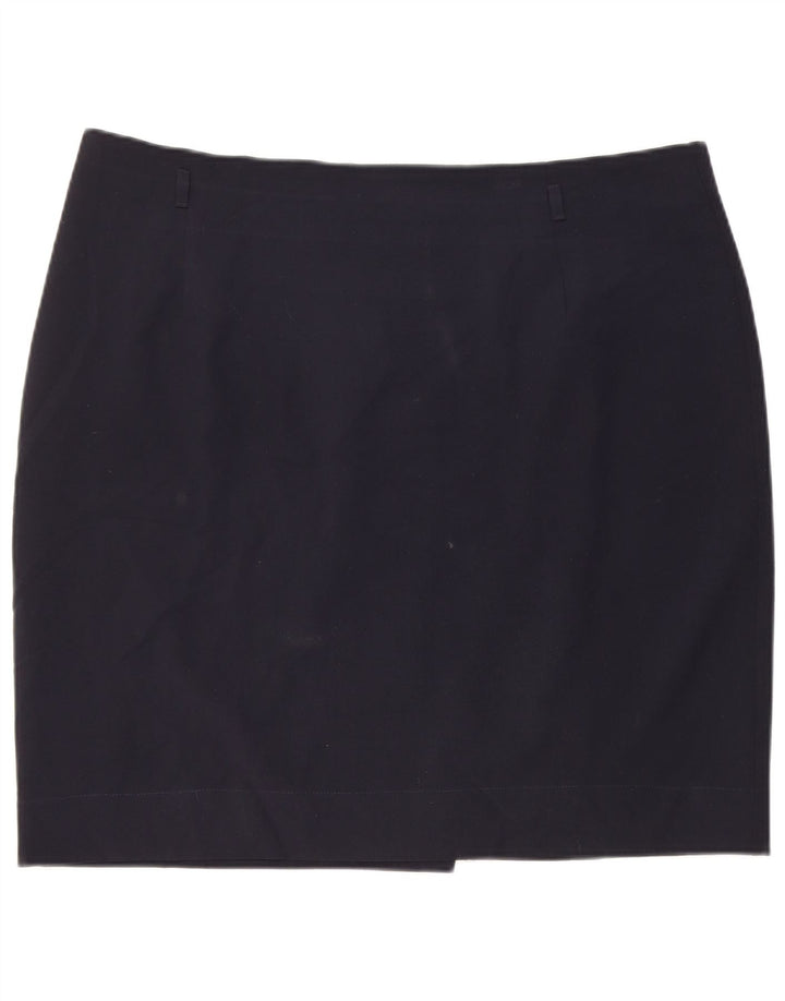 Saia lápis feminina Marks & Spencer UK 20 2XL W38 azul marinho poliéster