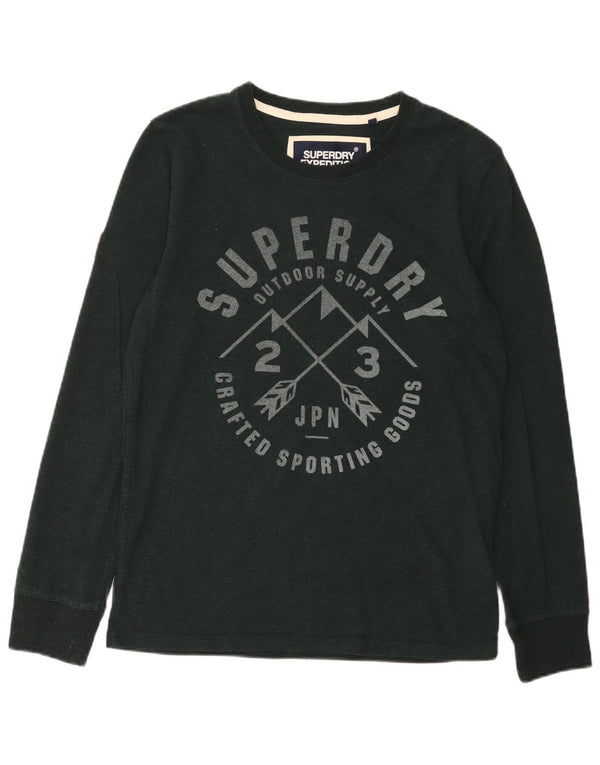 Superdry Mens Graphic Top Manga Longa XL Verde Algodão