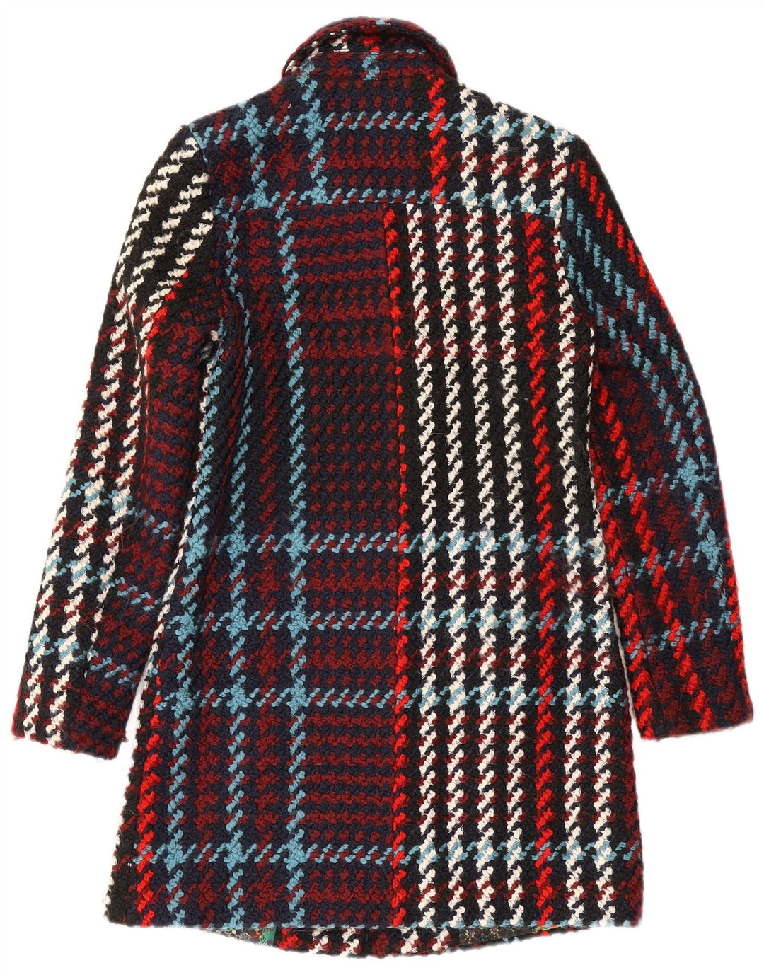 Sobretudo feminino Desigual EU 36 pequeno acrílico xadrez multicolorido