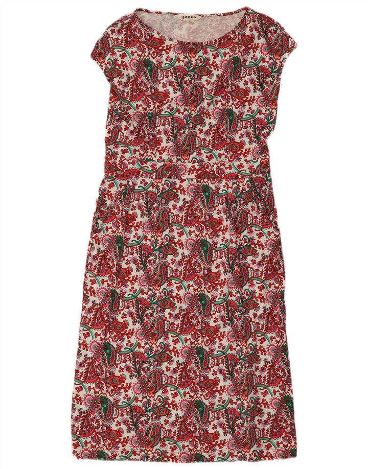 Vestido longo básico Boden feminino Reino Unido 14 grande algodão paisley vermelho