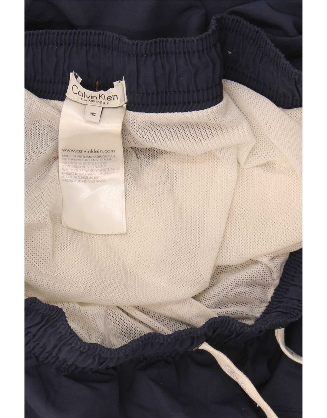 Shorts de natação masculino Calvin Klein gráfico médio azul marinho colorblock
