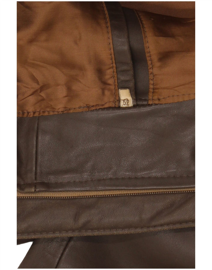 Jaqueta de couro militar masculina vintage IT 52 XL marrom