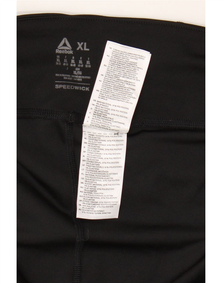 Leggings capri femininos REEBOK Reino Unido 20/22 XL preto colorblock poliéster