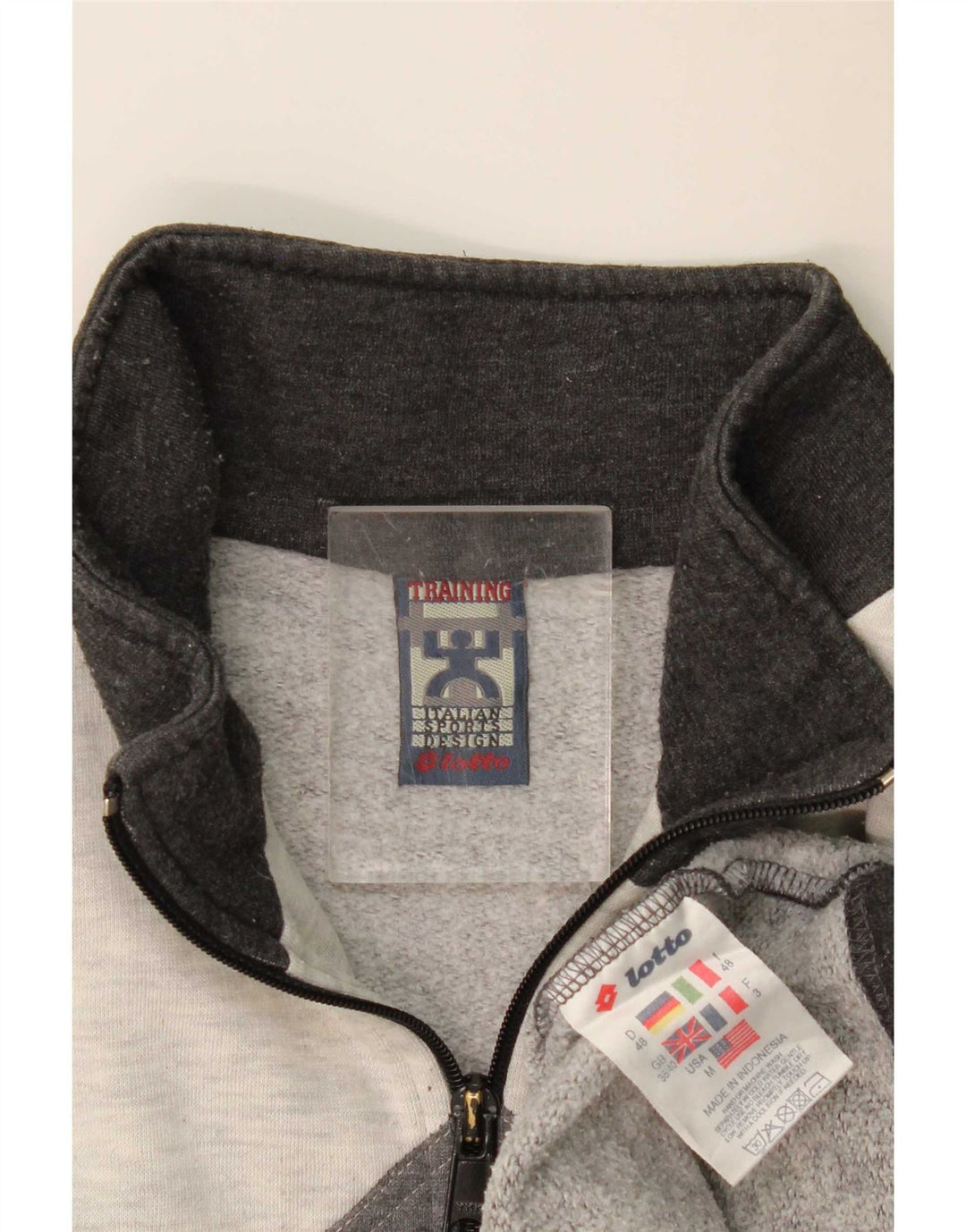 Lotto moletom gráfico masculino jumper UK 38/40 cinza médio colorblock