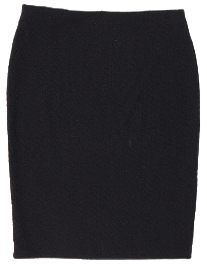 Saia lápis feminina Marks & Spencer Reino Unido 14 grande W32 azul marinho poliéster