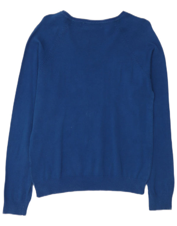Suéter feminino Zara com decote em V UK 18 XL algodão azul