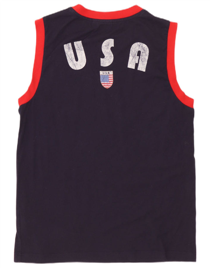 PUMA Mens Graphic Vest Top Grande Algodão Azul Marinho