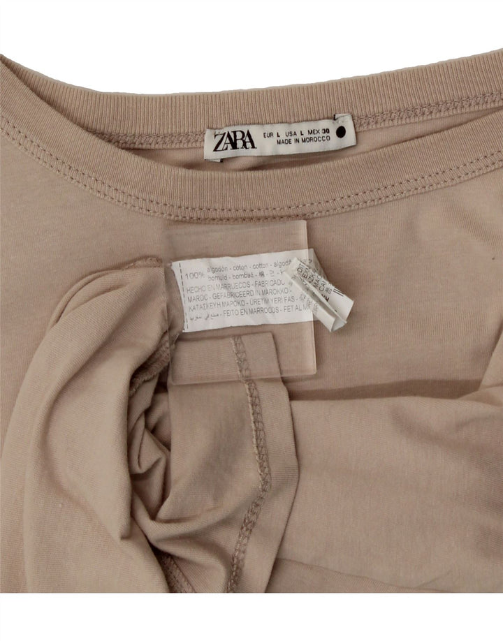 ZARA Womens Oversized T-Shirt Top UK 16 Large Beige Cotton Vintage Zara and Second-Hand Zara from Messina Hembry 