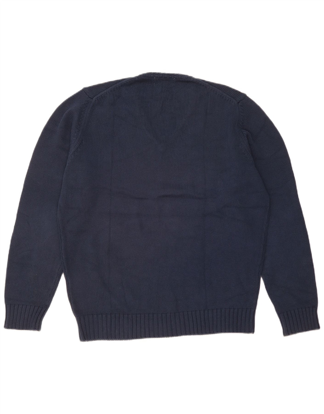 Suéter masculino Zara com decote em V grande algodão azul marinho