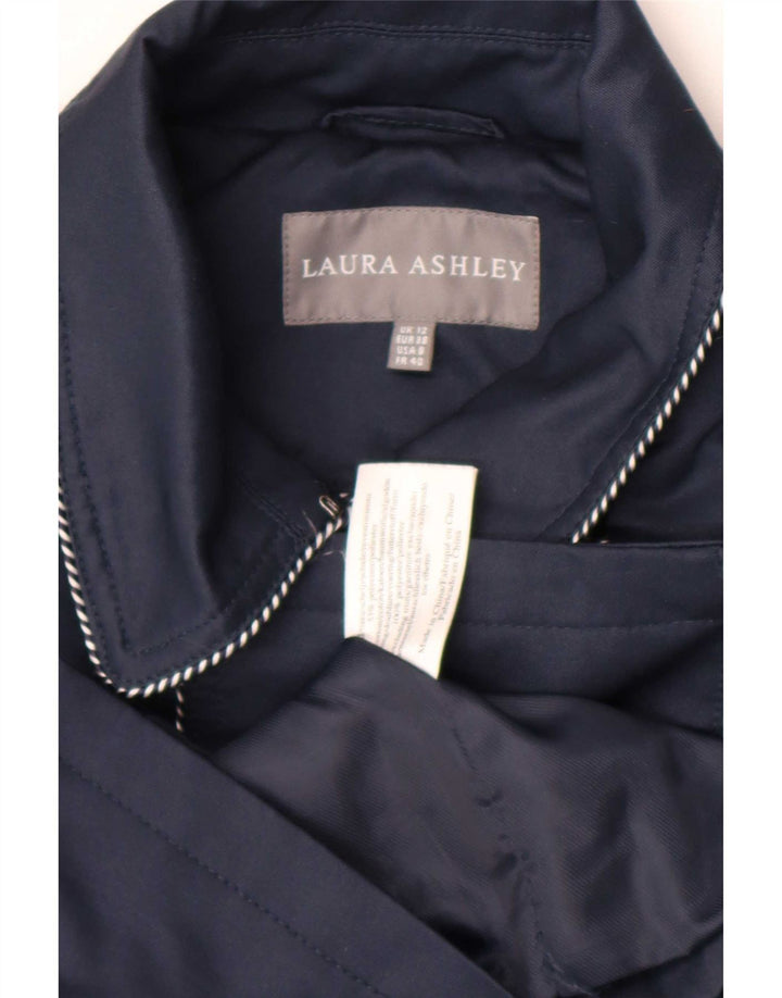 Casaco impermeável feminino Laura Ashley com peito duplo Reino Unido 12 azul marinho médio