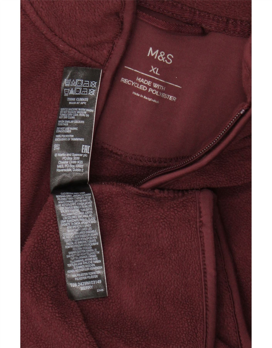 Jaqueta de lã masculina Marks & Spencer Reino Unido 42 XL Borgonha Poliéster
