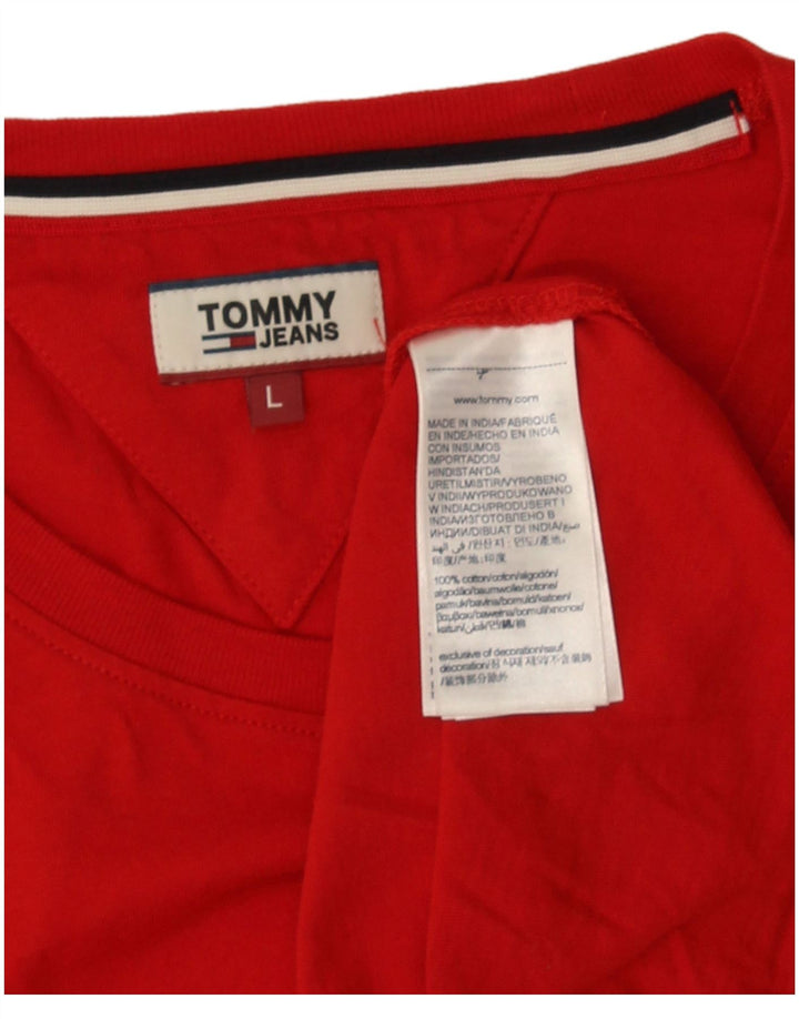 Tommy Hilfiger Camiseta masculina grande de algodão vermelho