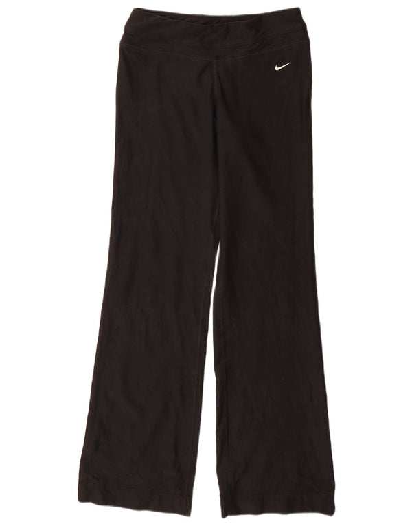 Calça de treino feminina Nike Dri Fit Flare UK 8 pequena preta poliéster