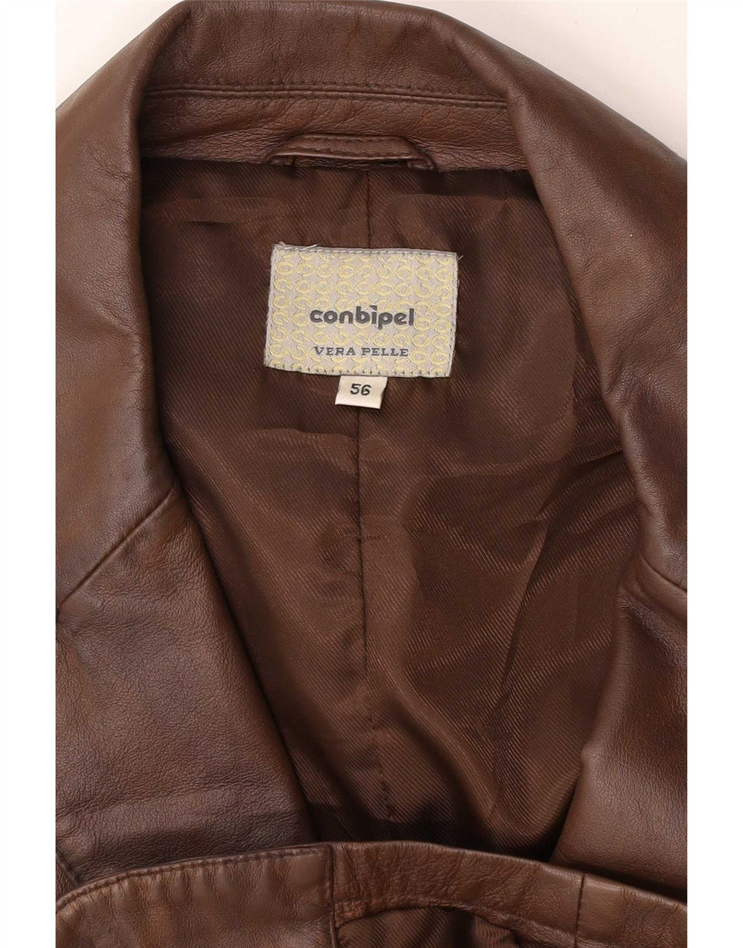Jaqueta blazer masculina de couro com 3 botões Conbipel IT 56 2XL marrom
