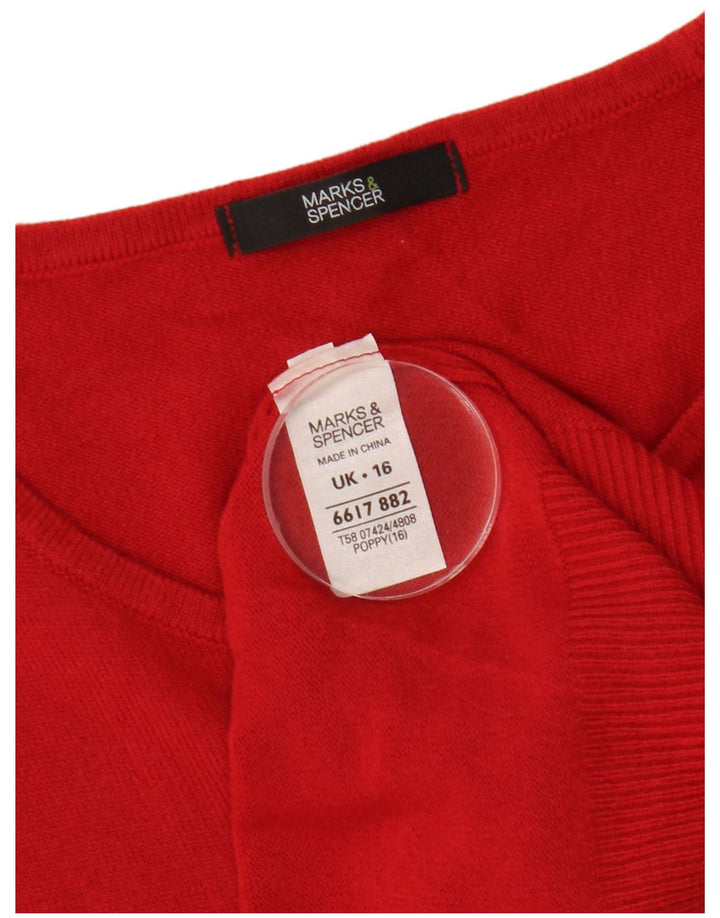Suéter feminino Marks & Spencer com gola redonda Reino Unido 16 grande vermelho