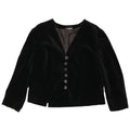 Jaqueta blazer feminina vintage de veludo com 6 botões Reino Unido 14 algodão preto médio