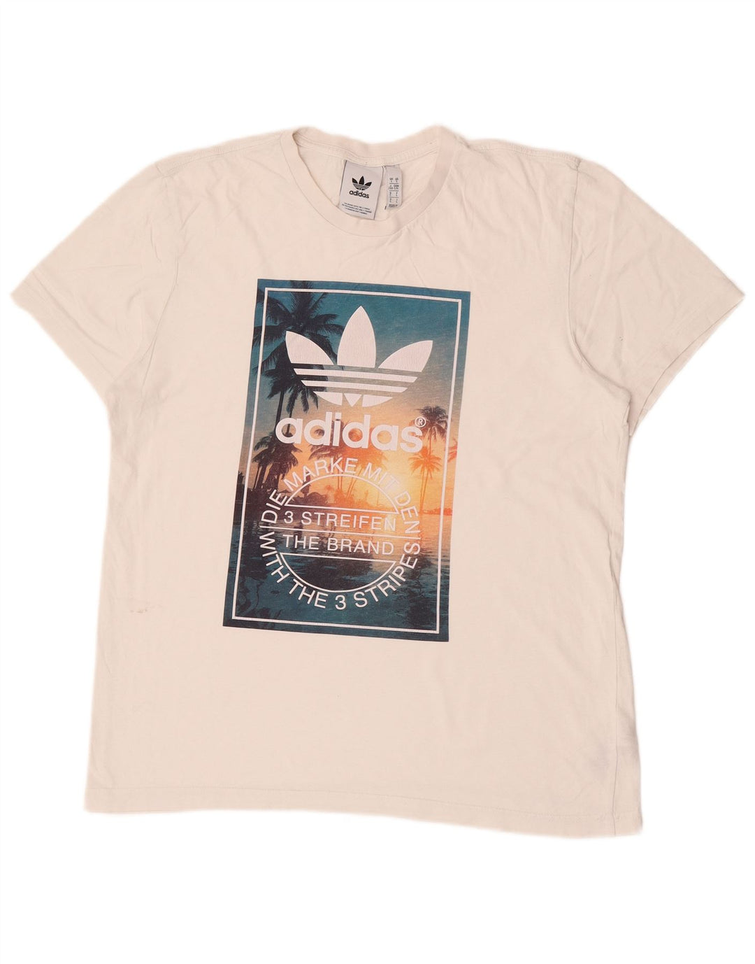 Adidas Mens Graphic T-Shirt Top Grande Algodão Branco